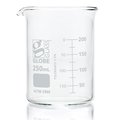 Globe Scientific Beaker, Globe Glass, 250mL, Low Form Griffin Style, Dual Graduations, ASTM E960, 12/Box, 12PK 8010250